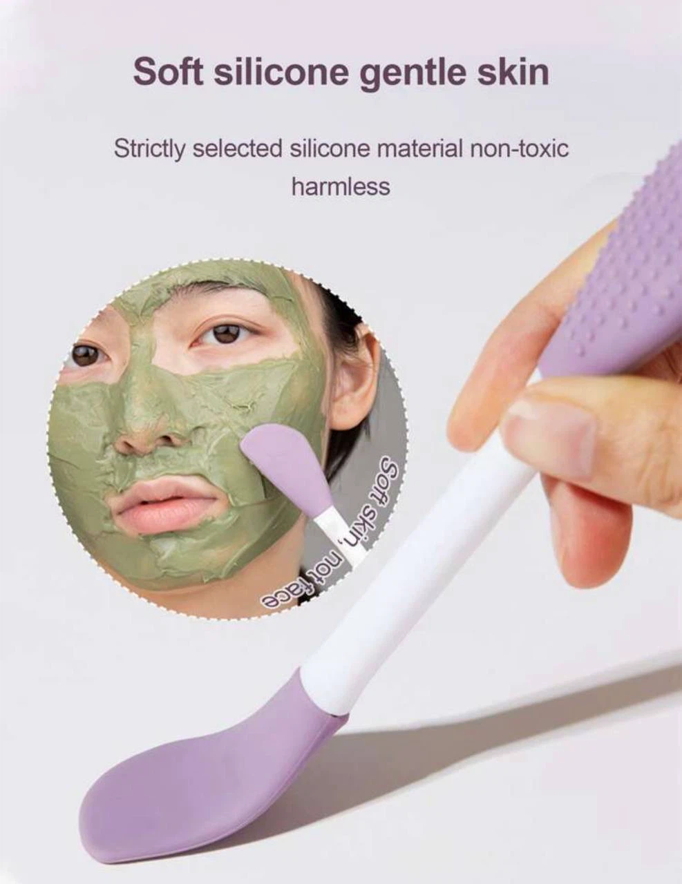 Double head silicone face mask brush , massager , spatula - photo 4