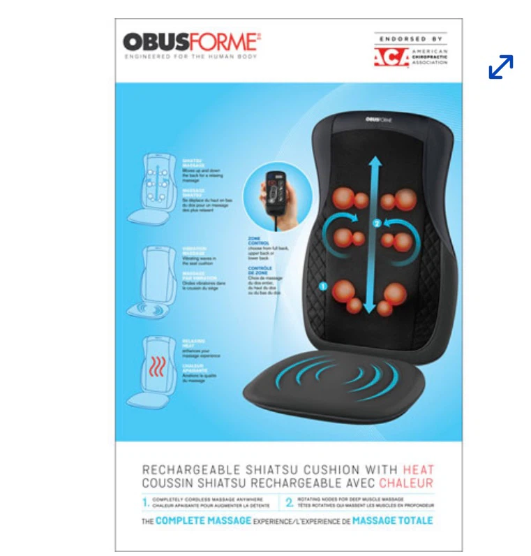 ObusForme Cordless Shiatsu Back Massager with Heat. New In Box - photo 3