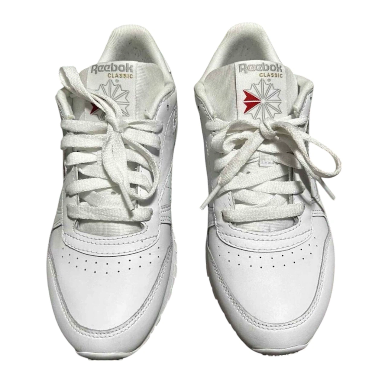 Reebok White Lace Up Leather Sneakers White Retro Classic Style - photo 2