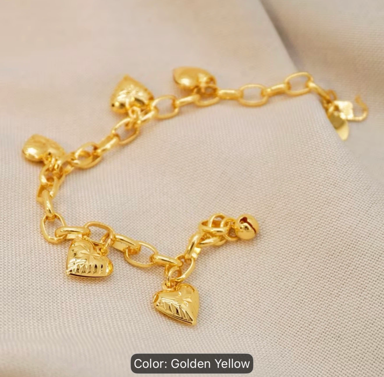 Golden Yellow Heart Charm Bracelet 19cm - photo 2