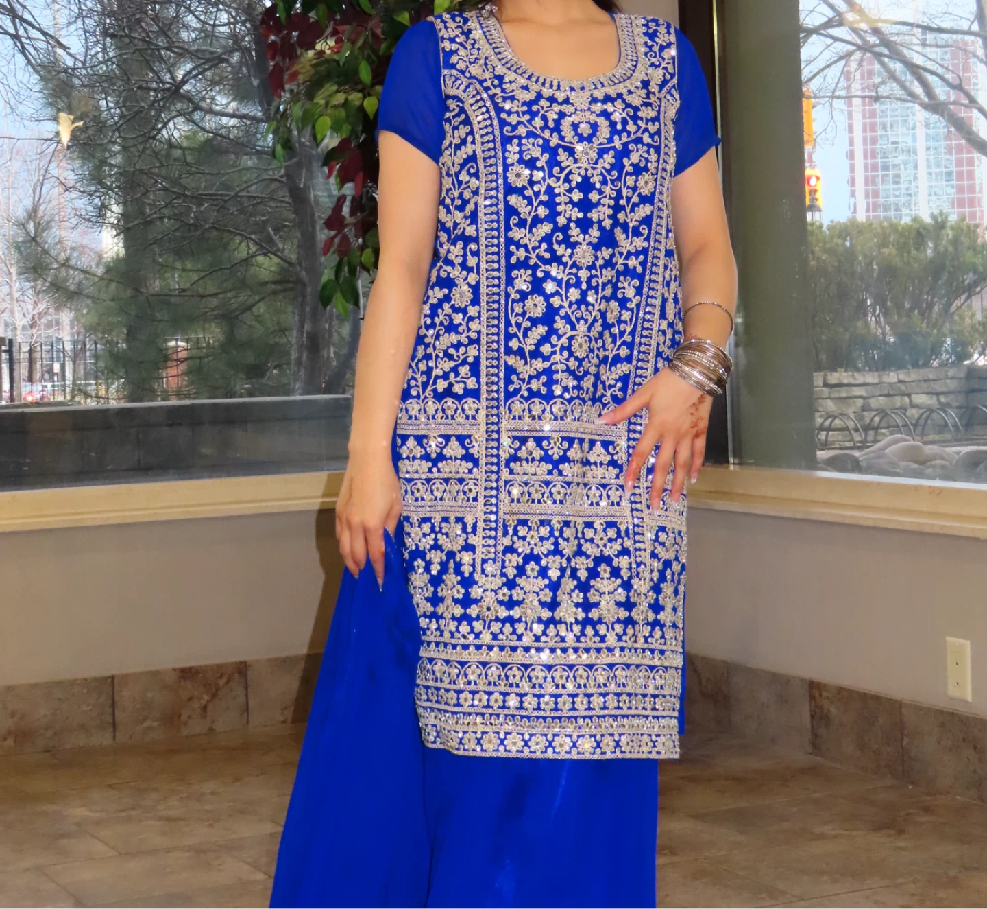Blue Embroidered Salwar Kameez - photo 2