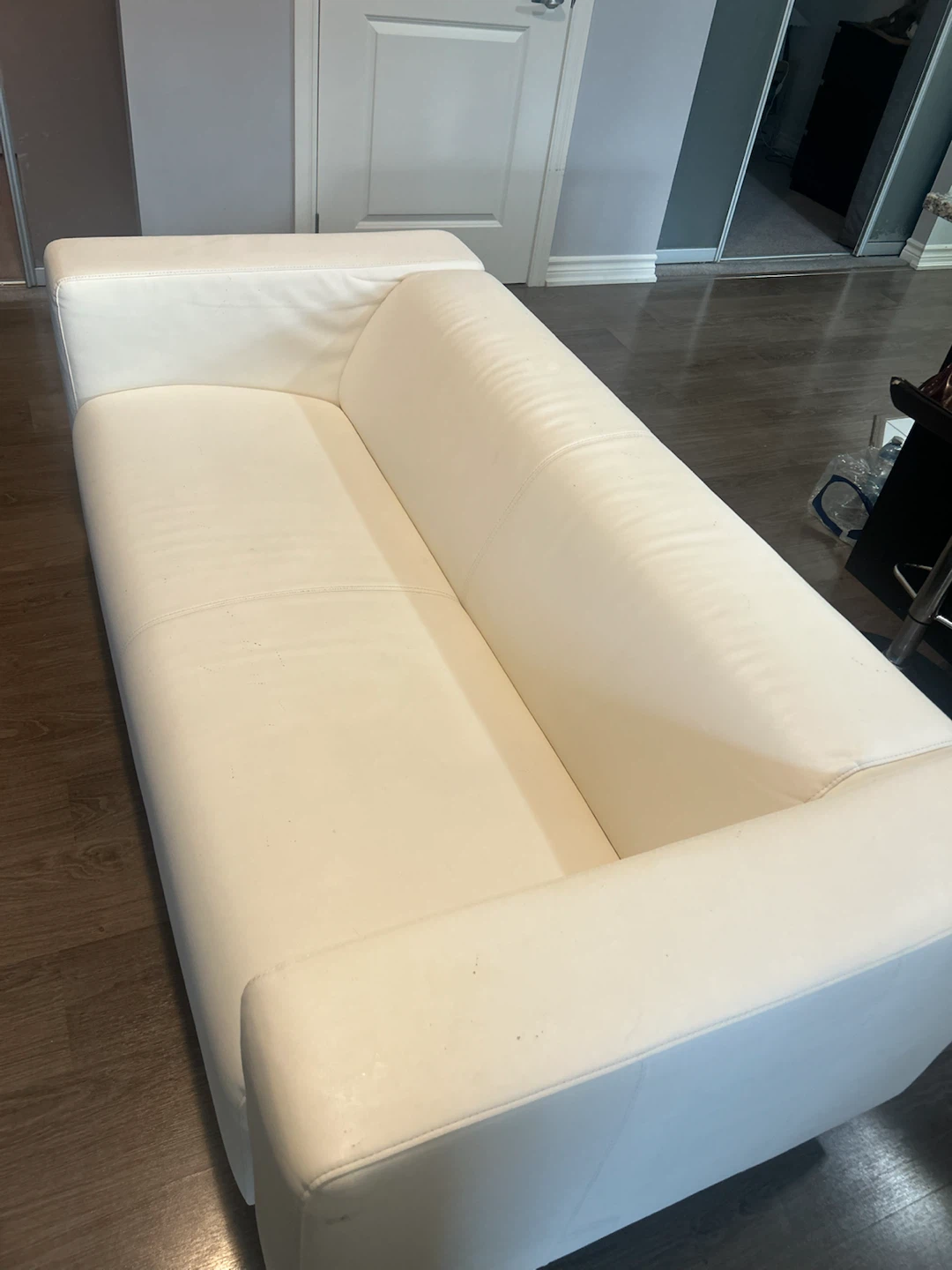 White leather couch & couch cover - photo 2