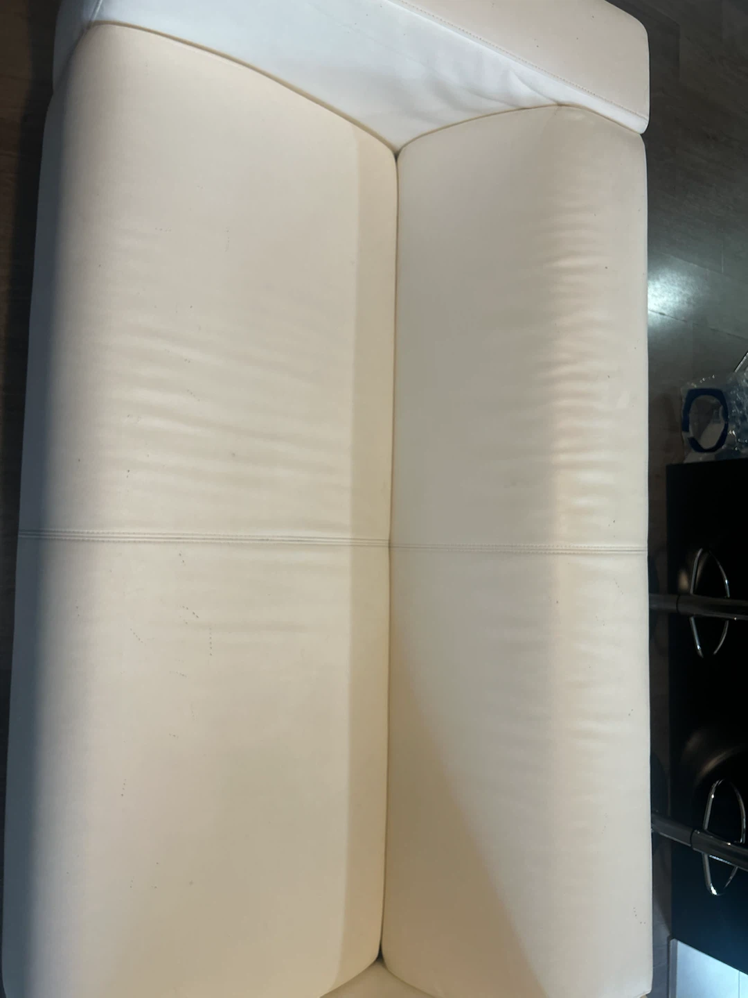 White leather couch & couch cover - photo 3