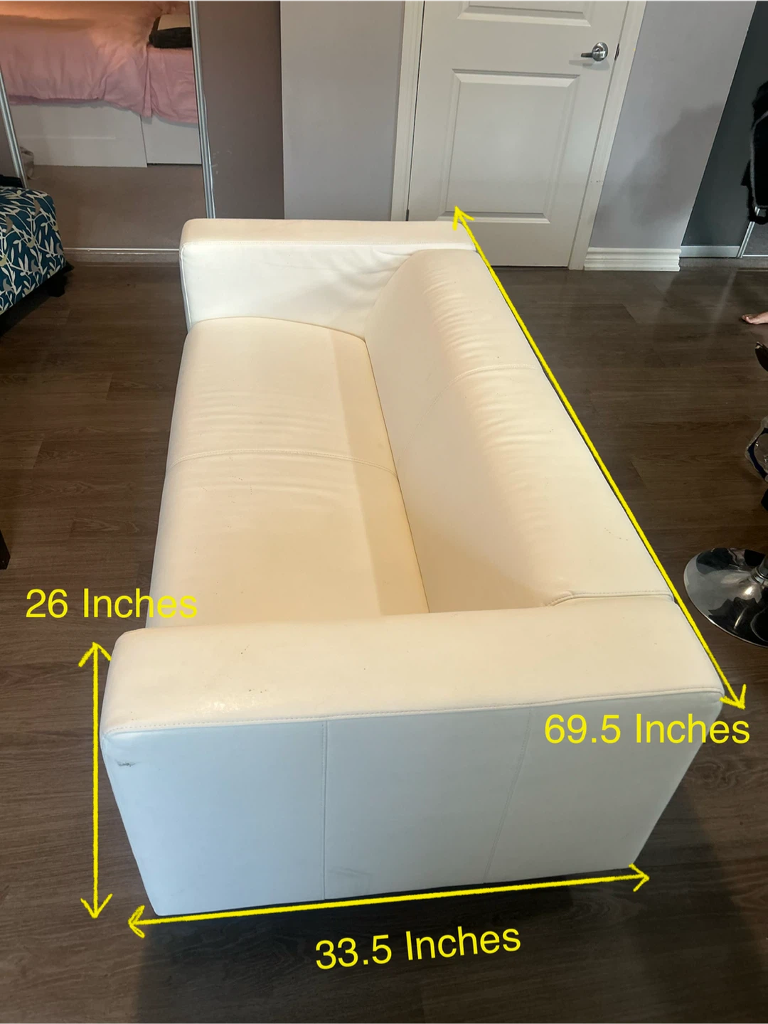 White leather couch & couch cover - photo 4