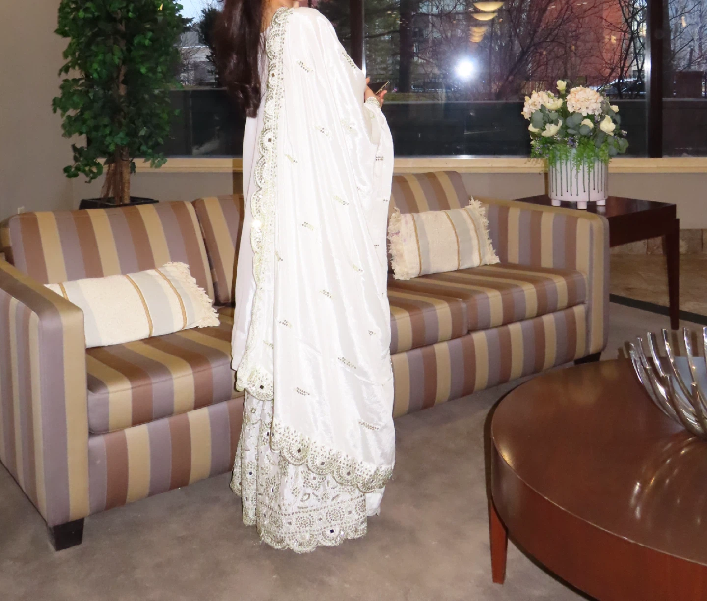 White Embellished Salwar Kameez Dupatta Set