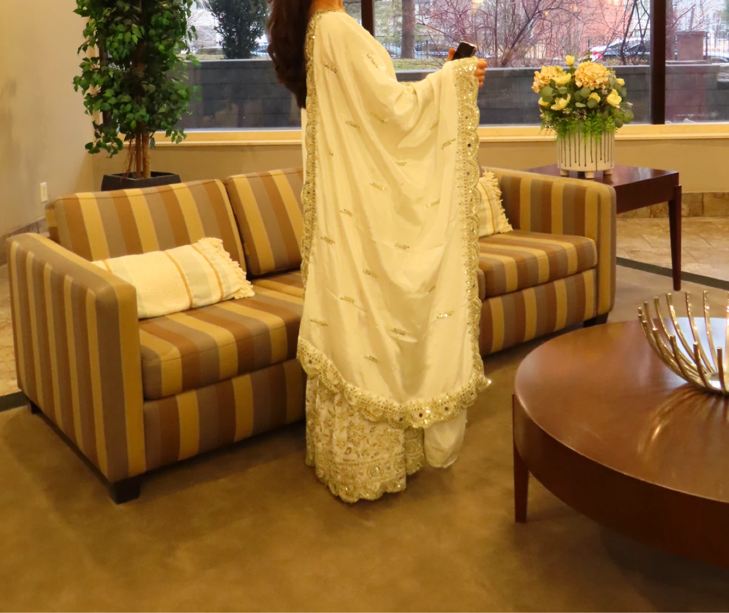 White Embellished Salwar Kameez Dupatta Set - photo 3