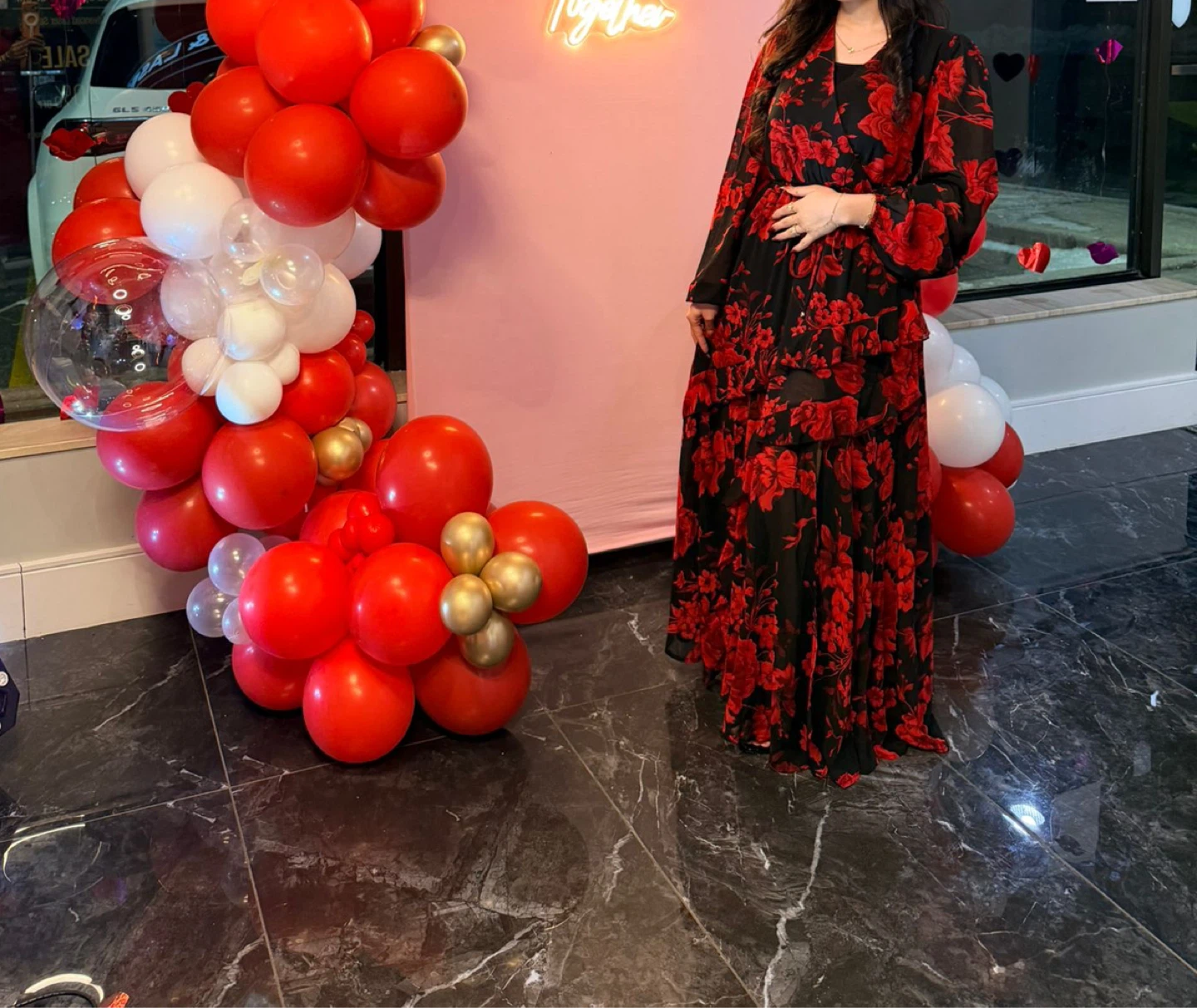 Black and Red Floral Maxi Dress