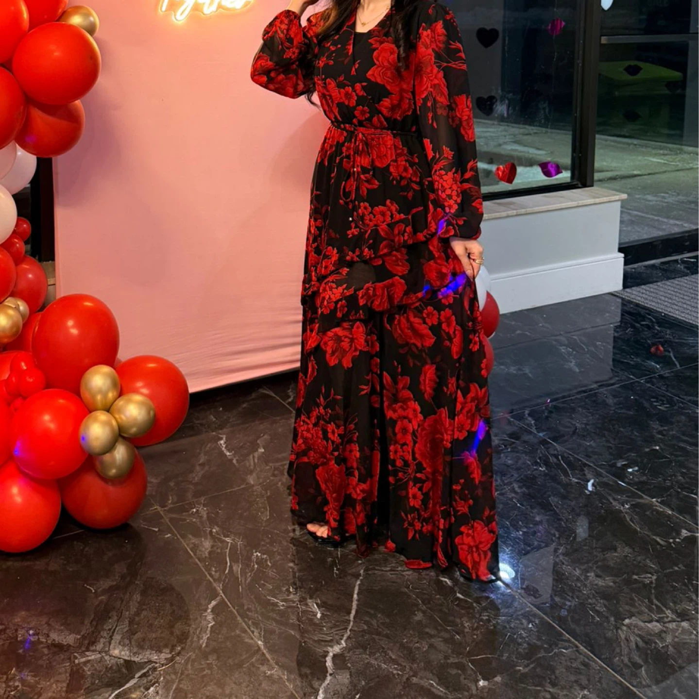 Black and Red Floral Maxi Dress - photo 2