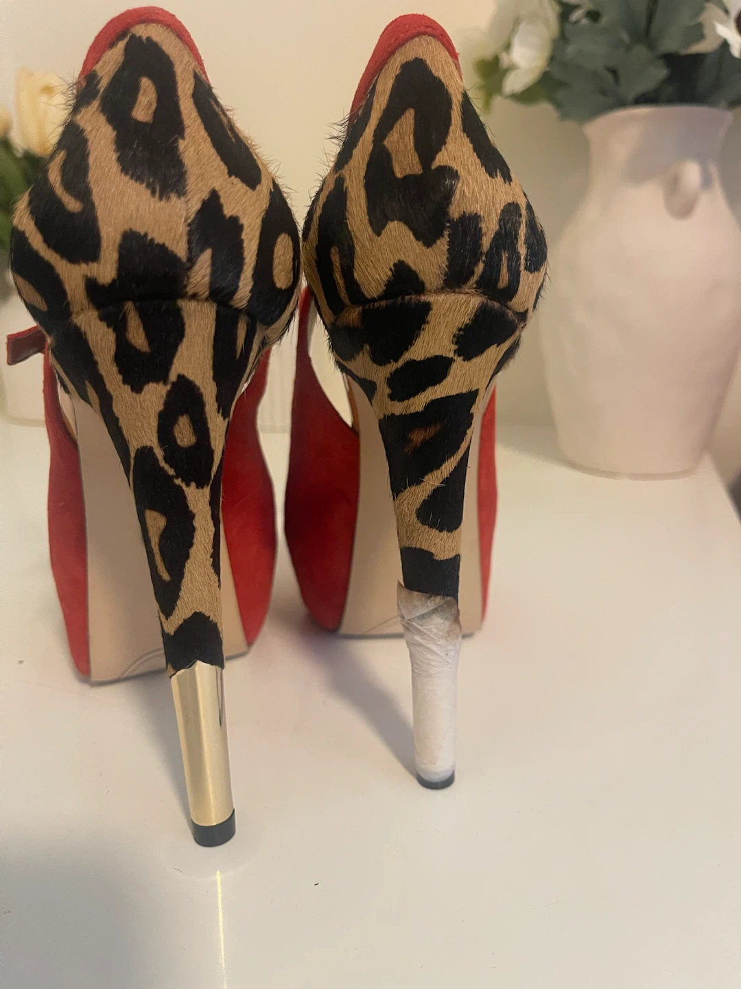 Boutique 9 Red Suede Leopard Print Platform Heels - photo 5