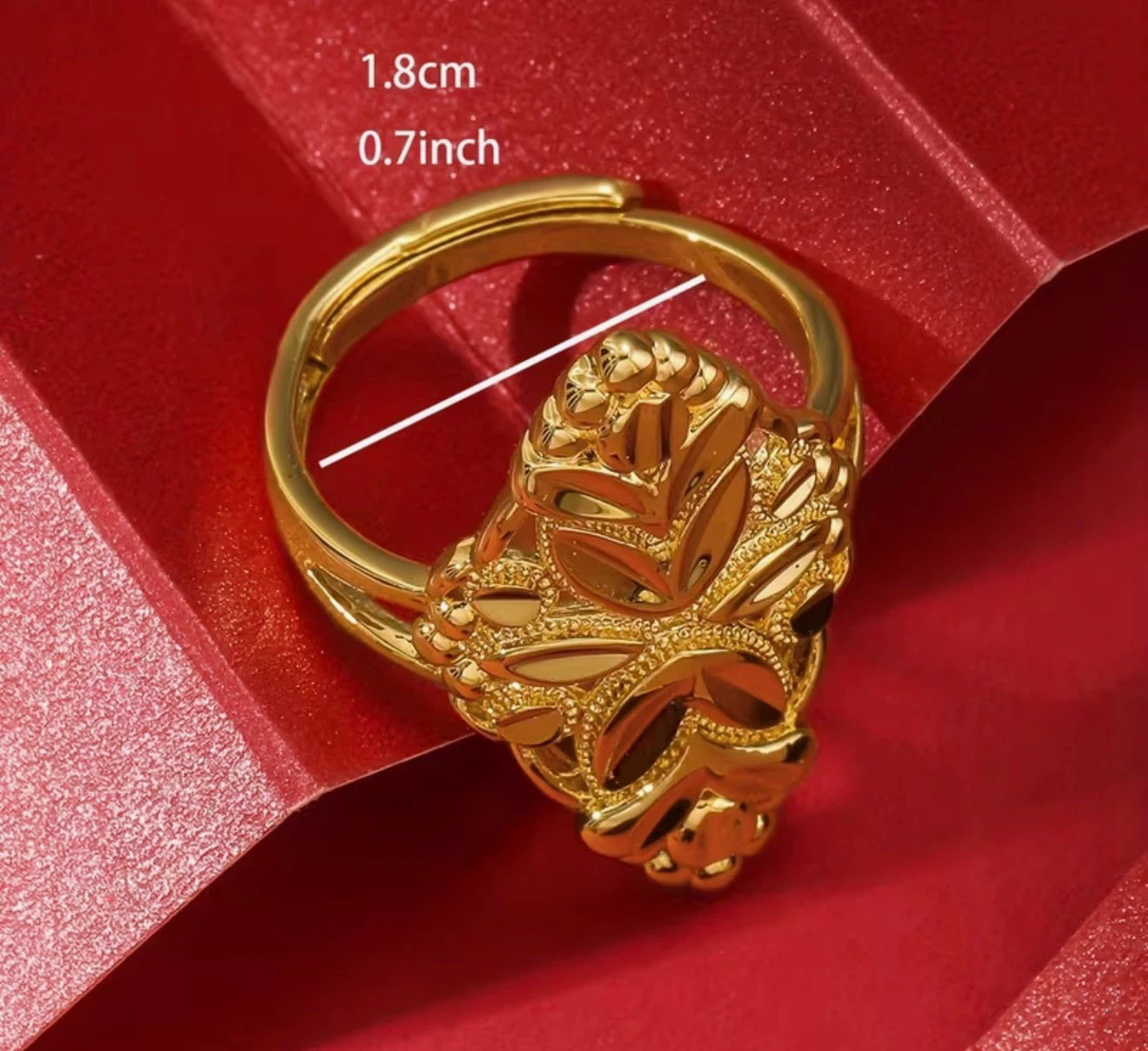 Gold Tone Ring with Floral Design