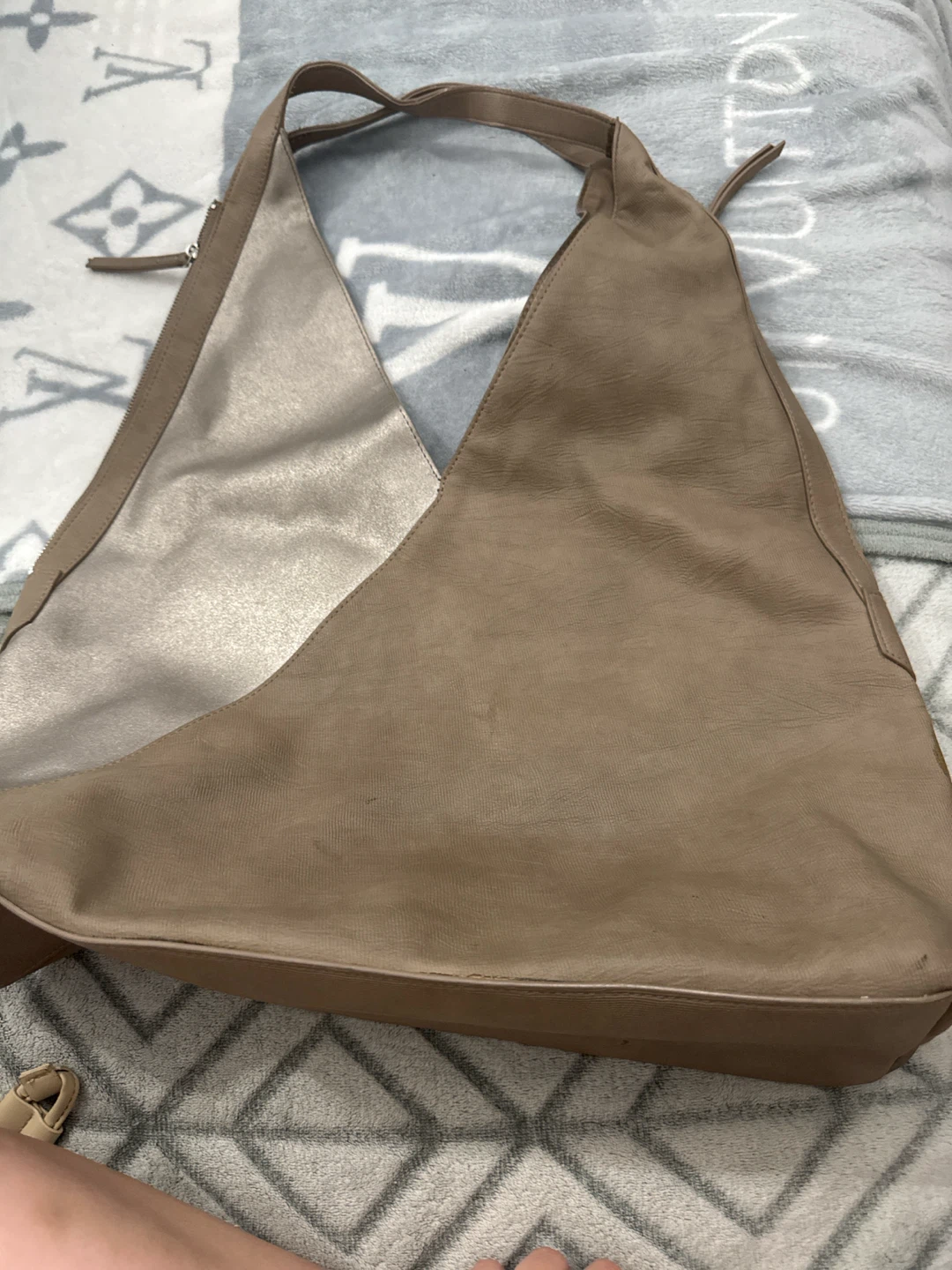Beige Faux Leather Hobo Bag - photo 2