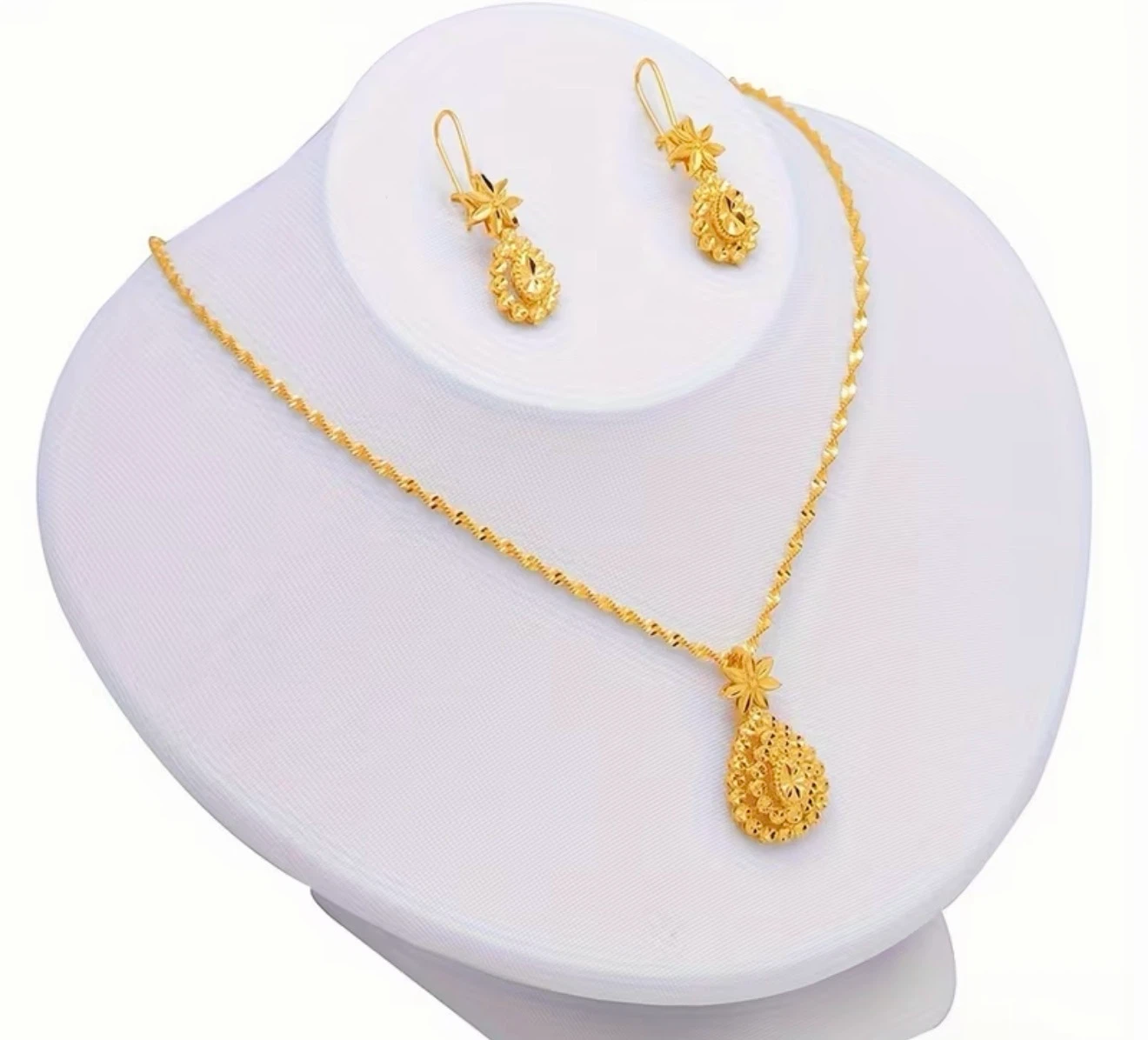 Gold Necklace and Earring Set