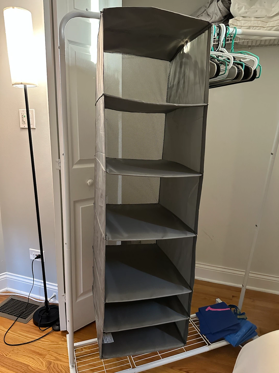 Gray Hanging Closet Organizer Shelf