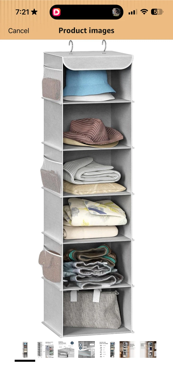 Gray Hanging Closet Organizer Shelf - photo 5