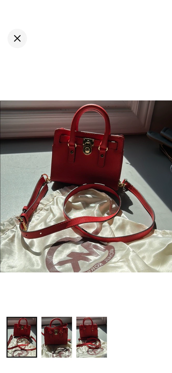 Michael Kors Red Leather Satchel Bag