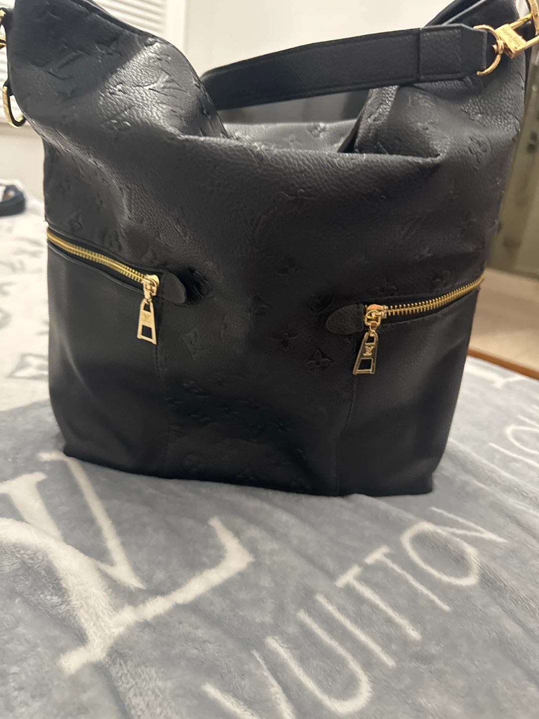 Non branded Black Monogram Hobo Bag