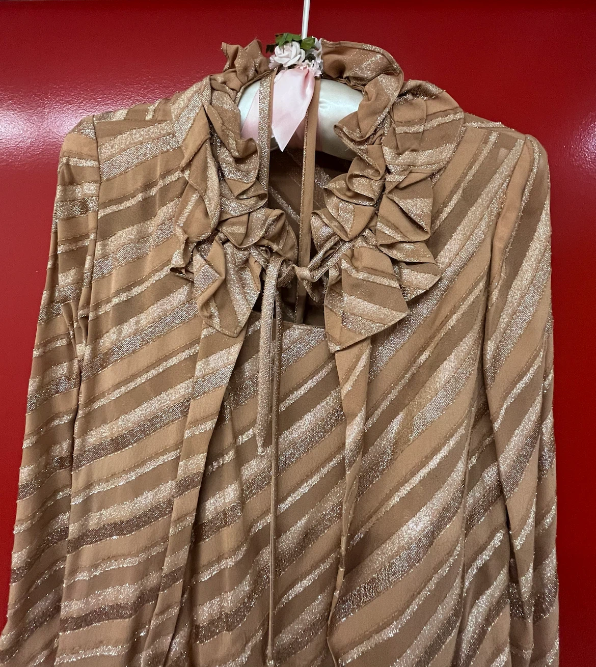 Gold Shimmer Dress with Matching Jacket Set - photo 2
