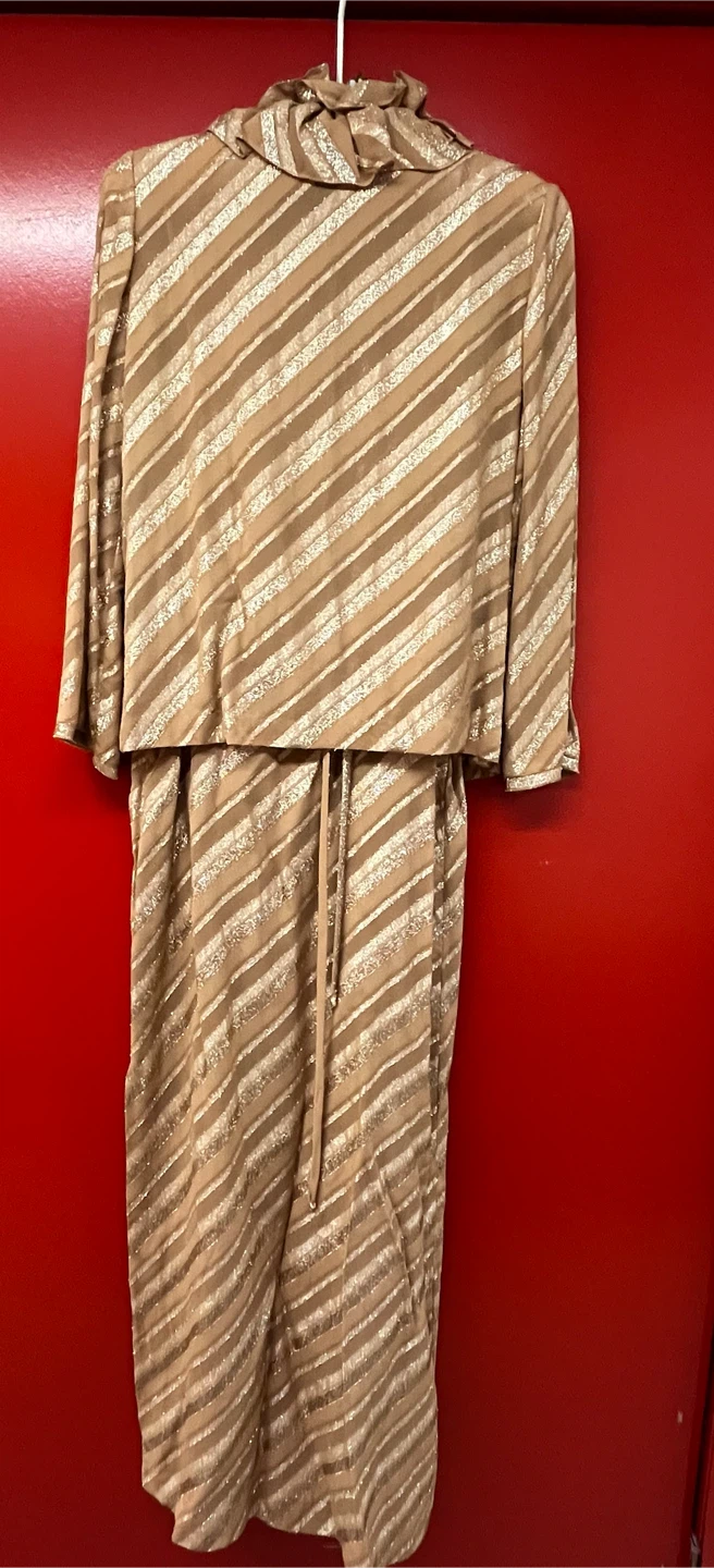 Gold Shimmer Dress with Matching Jacket Set - photo 5