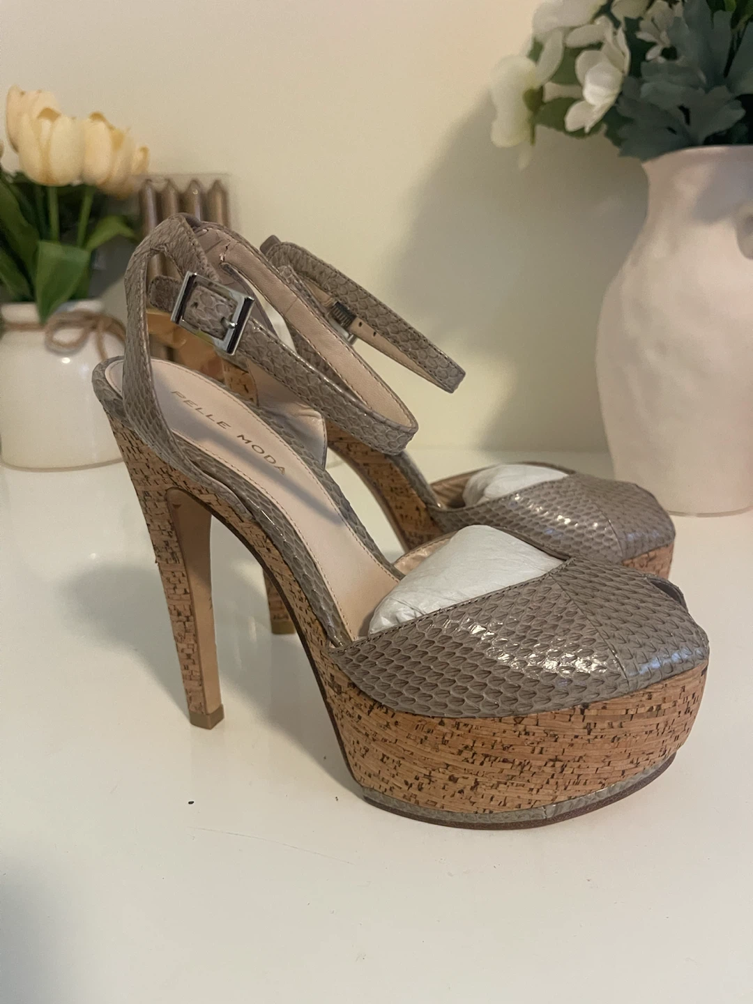 Pelle Moda Cork Platform Heels - Size 6.5