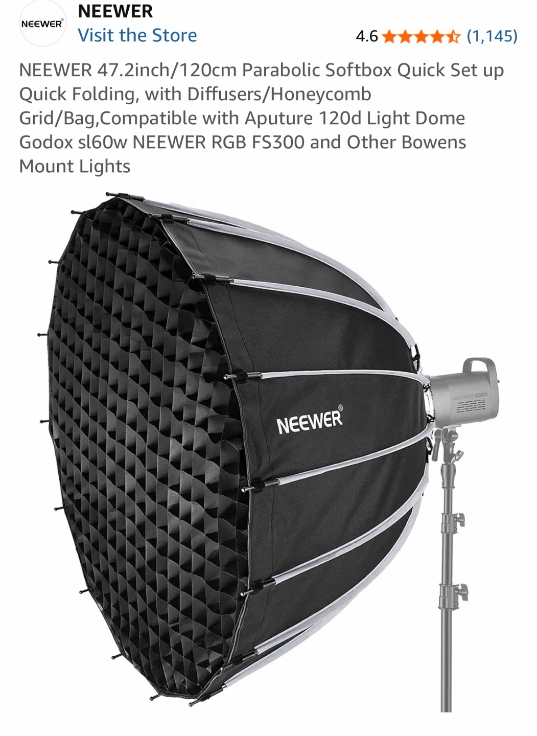 NEEWER 47.2" Parabolic Softbox