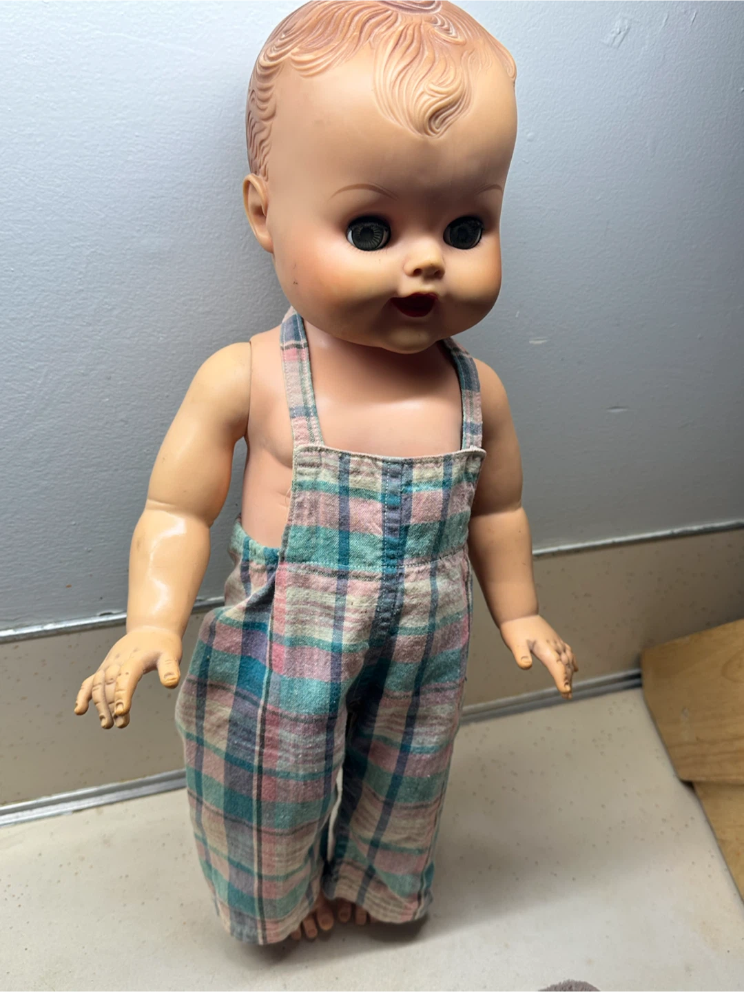 Vtg 1950s Dee Cee 19” Drink Wet Baby Doll Molded Hair - photo 2