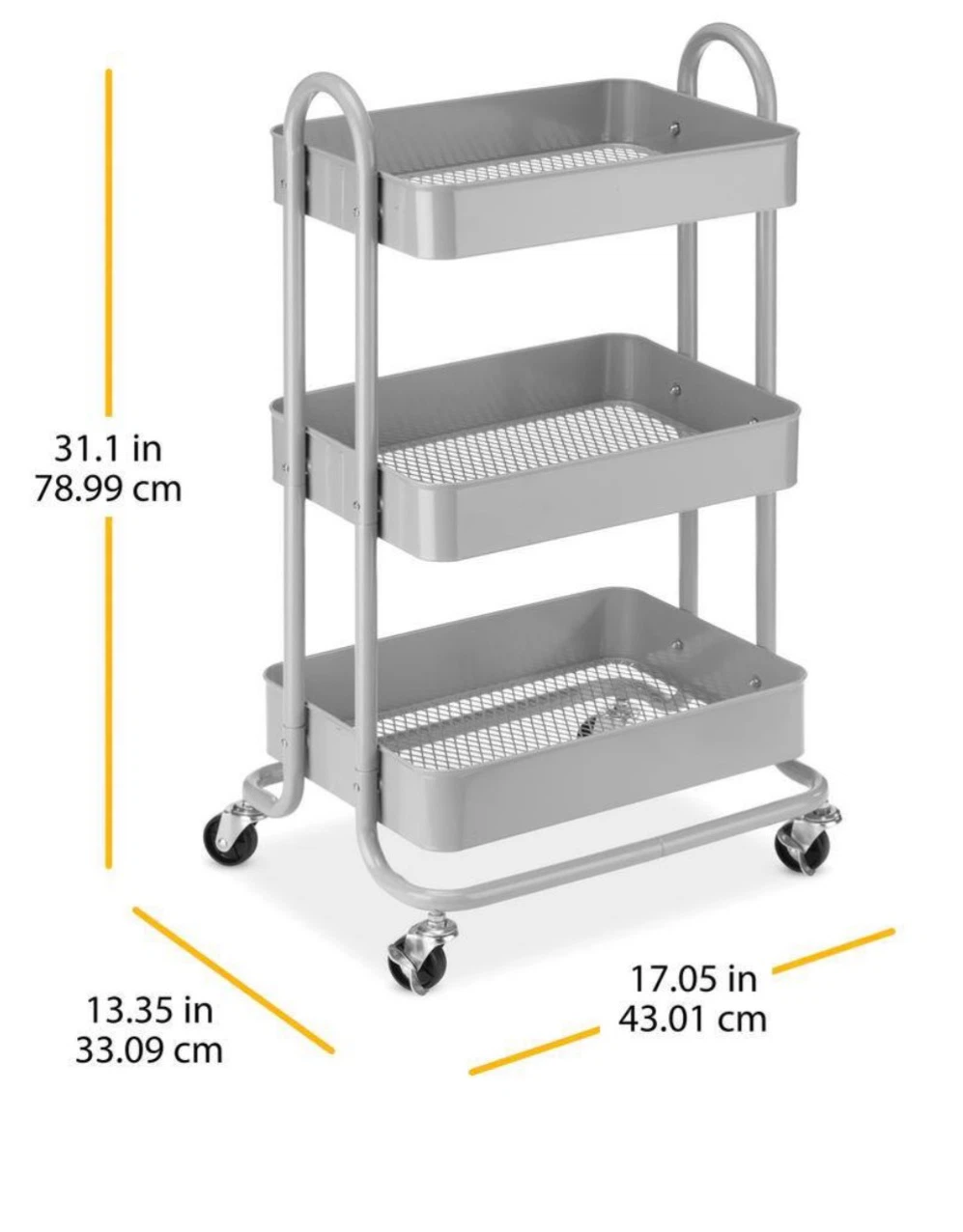 3-Tier Metal Rolling Storage Cart - photo 4