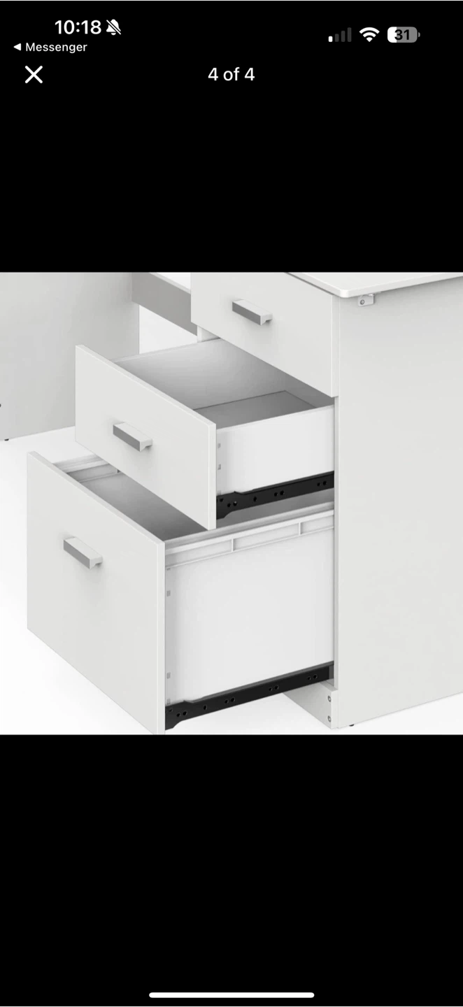 Perfect condition White L-Shaped Desk with Drawers - photo 3