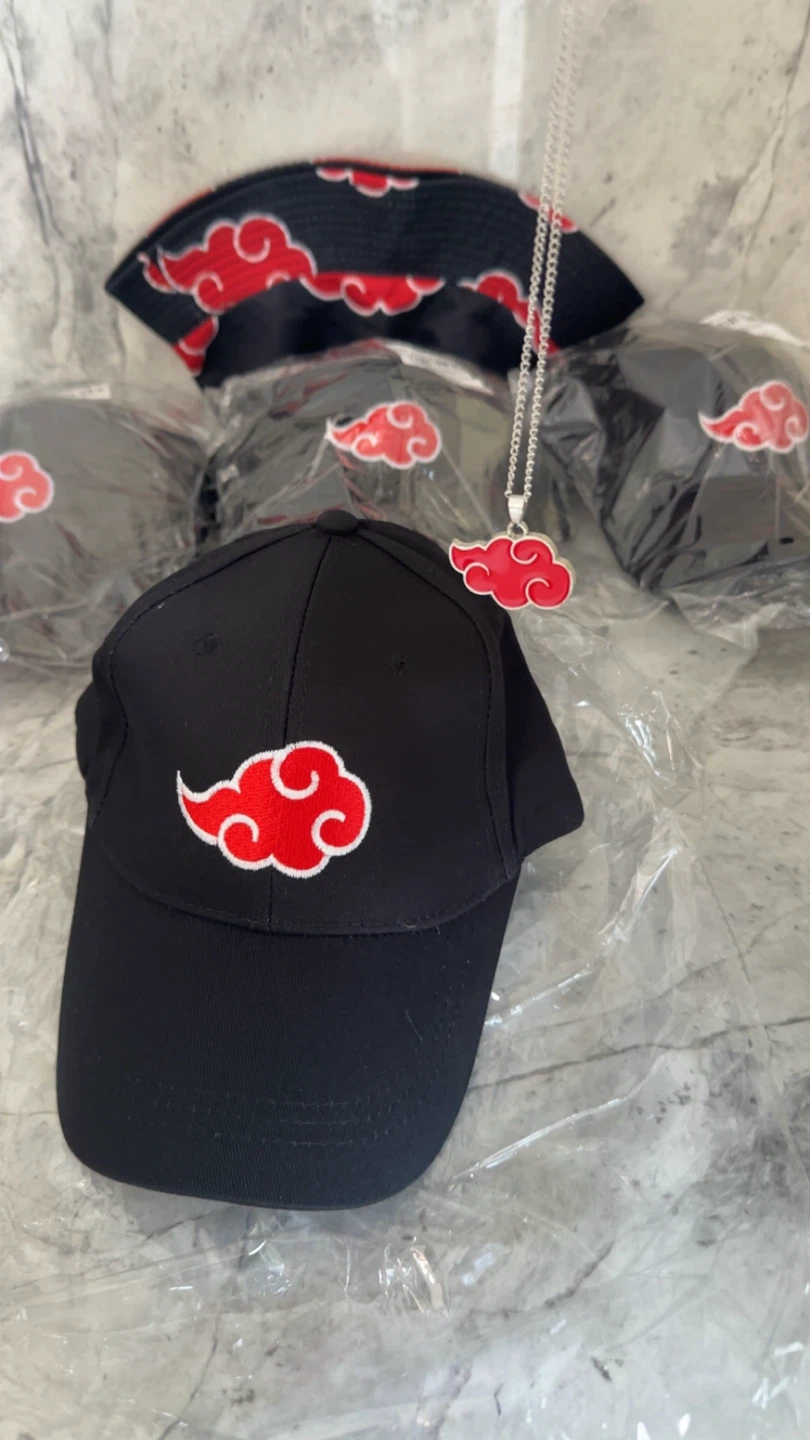 Black Baseball Cap with Red Cloud Design - photo 2