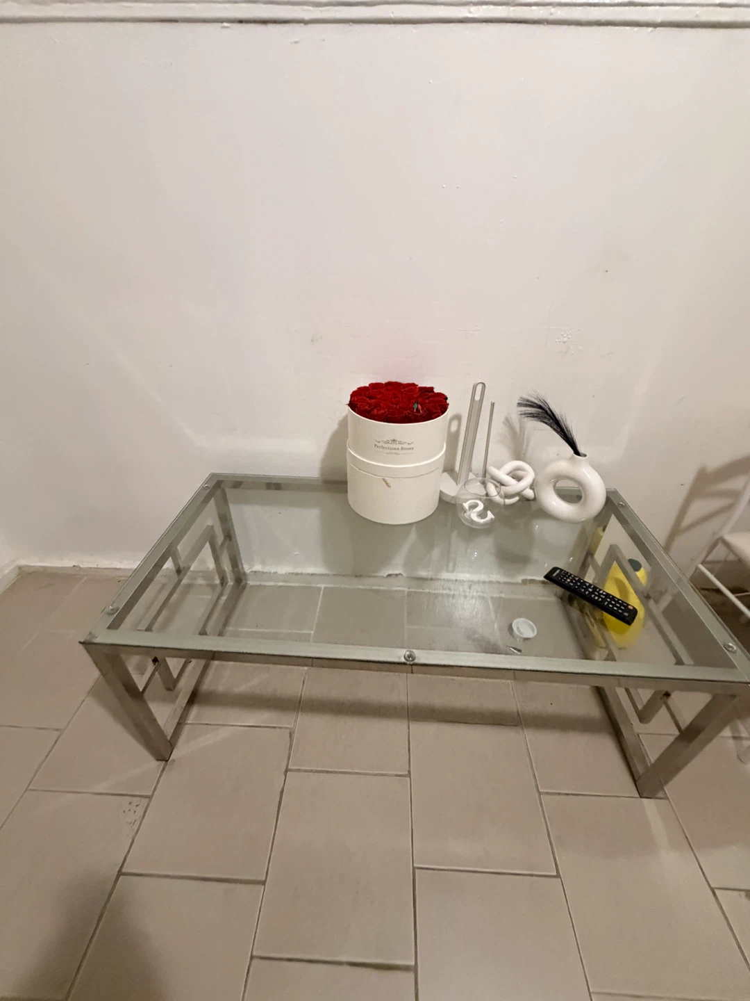Glass Top Coffee Table with Metal Frame
