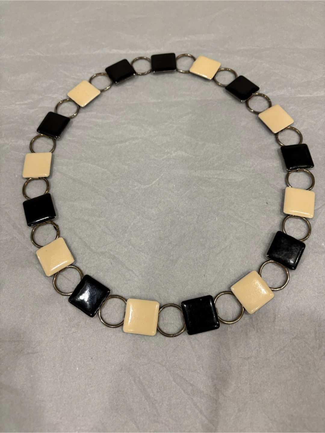 Vintage Black and Cream Chain Belt-S