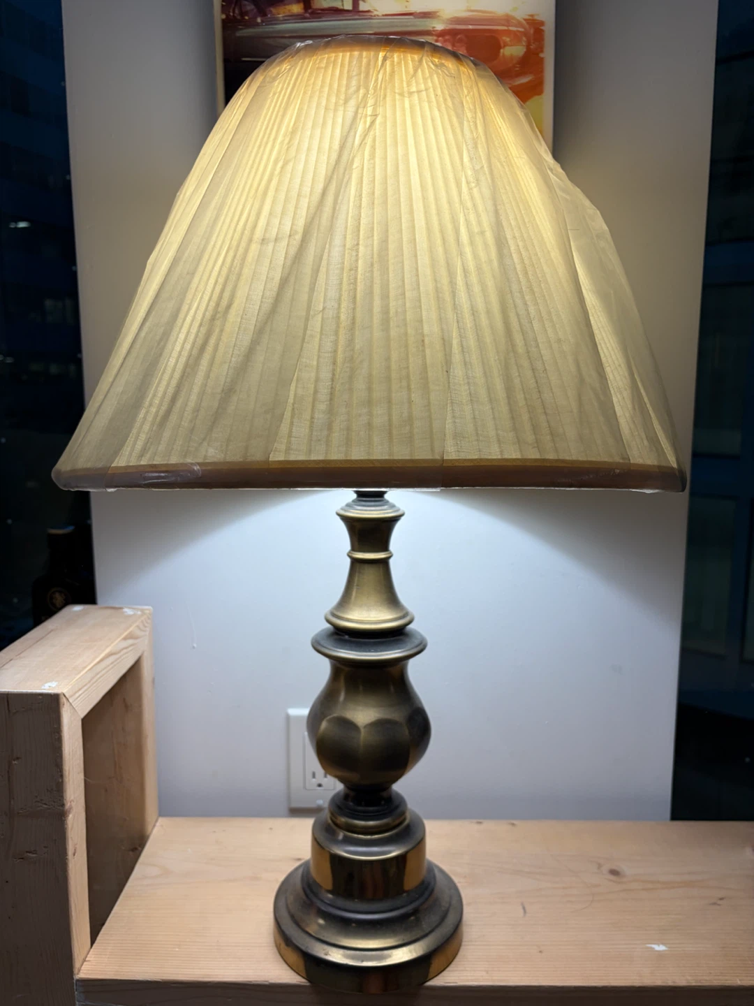 Brass Table Lamp with Pleated Shade (Pickup from 8/23〜9/4)
