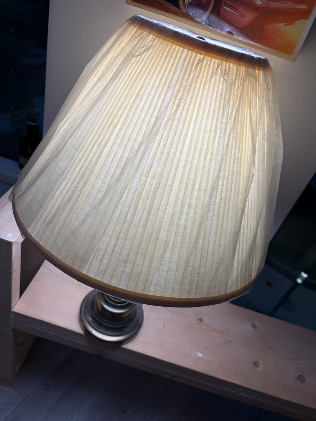 Brass Table Lamp with Pleated Shade (Pickup from 8/23〜9/4) - photo 2