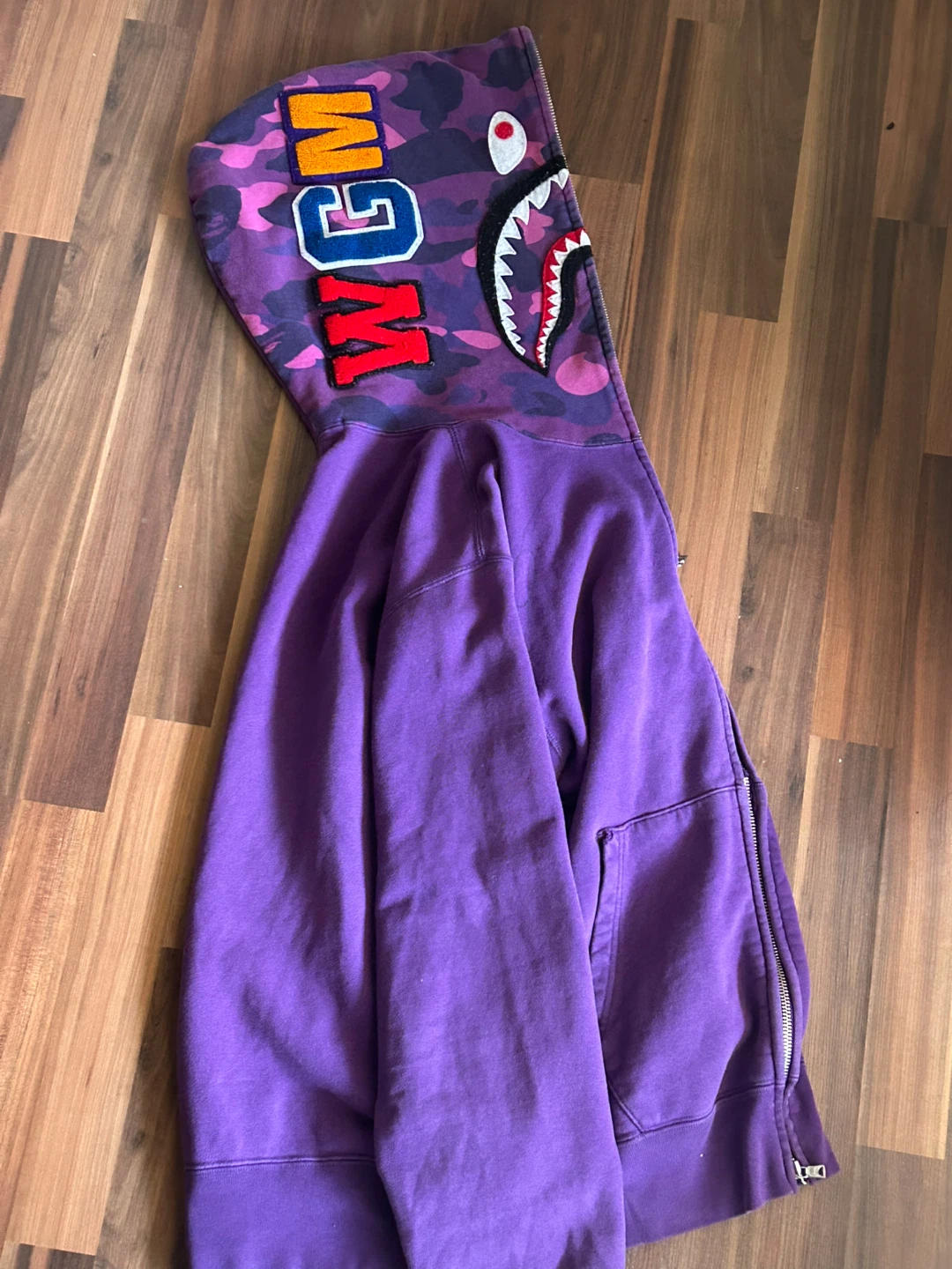 BAPE Purple Shark Full Zip Hoodie Size L - photo 3
