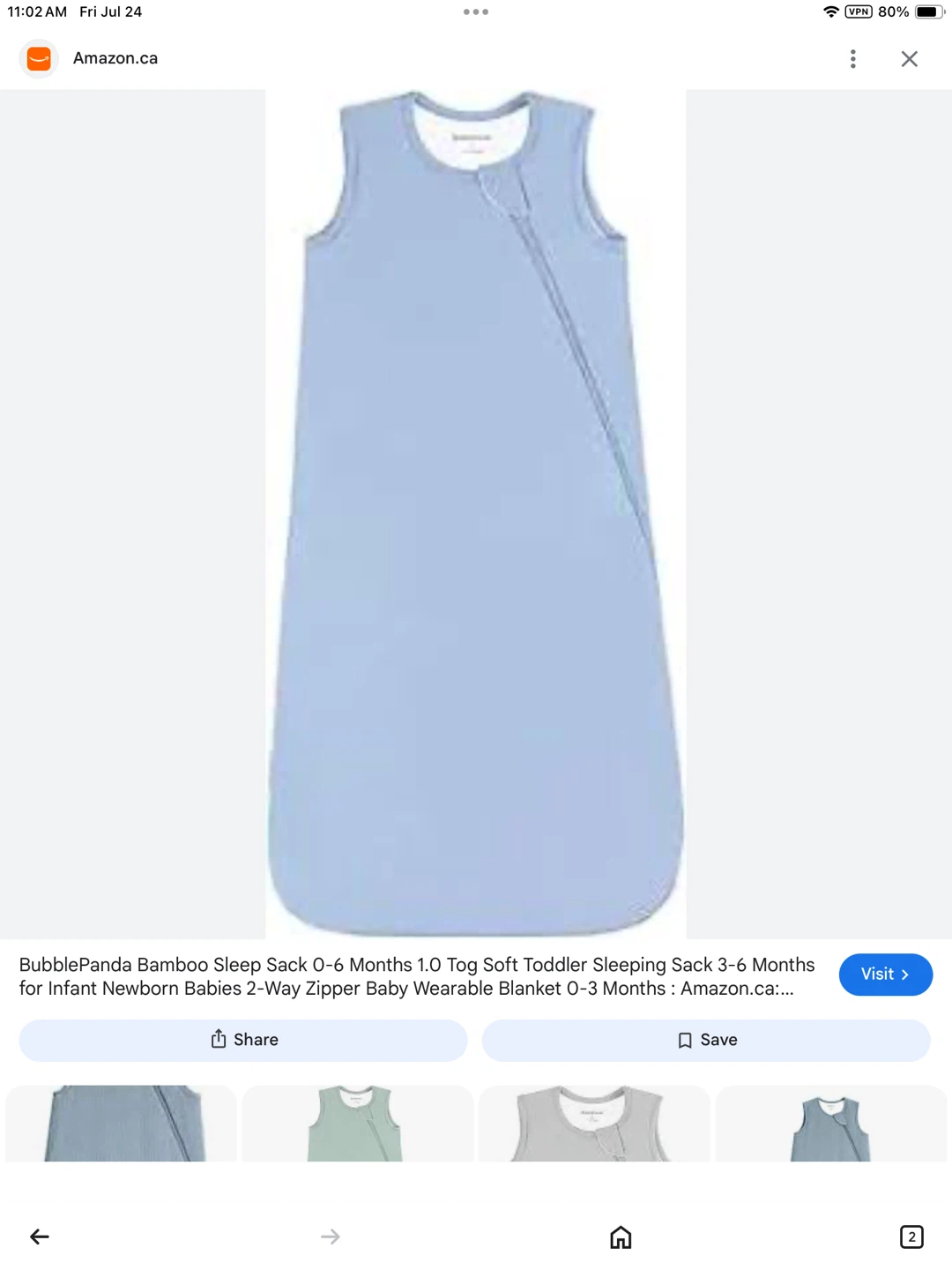 New BubblePanda Baby Sleep Sack Size 0-6mths