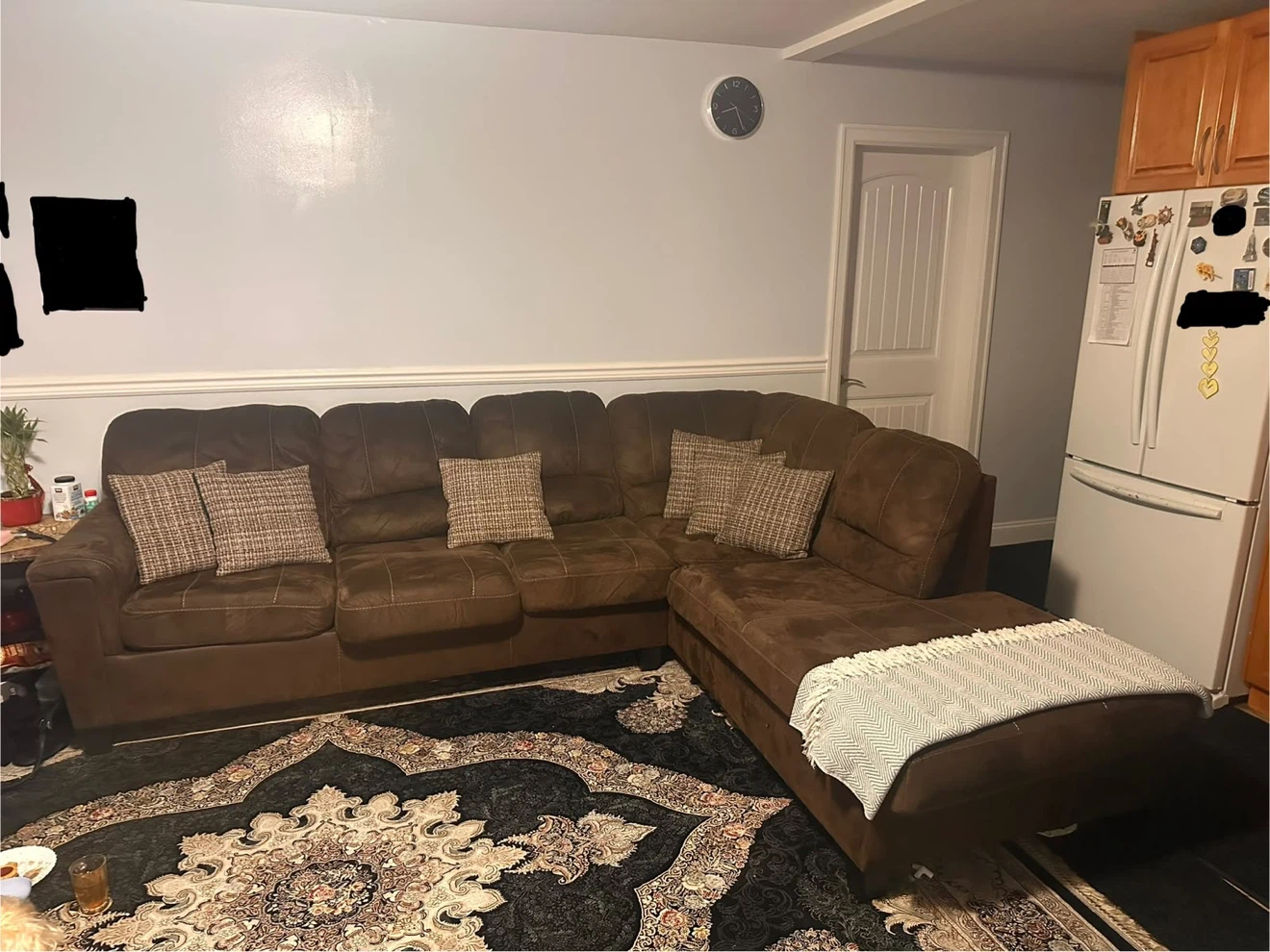 Brown Sectional Sofa with Chaise - photo 2