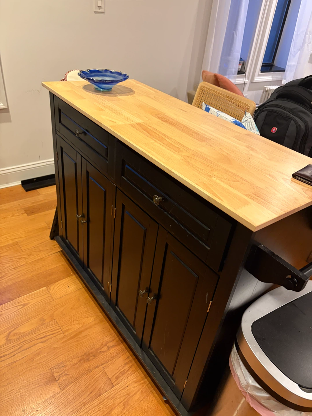 Black Kitchen Island with Wooden Top - photo 2
