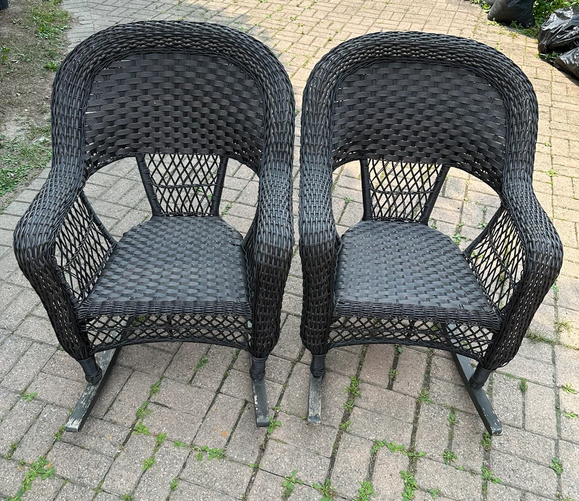 Jeco Pair of Dark Wicker Rocking Chairs
