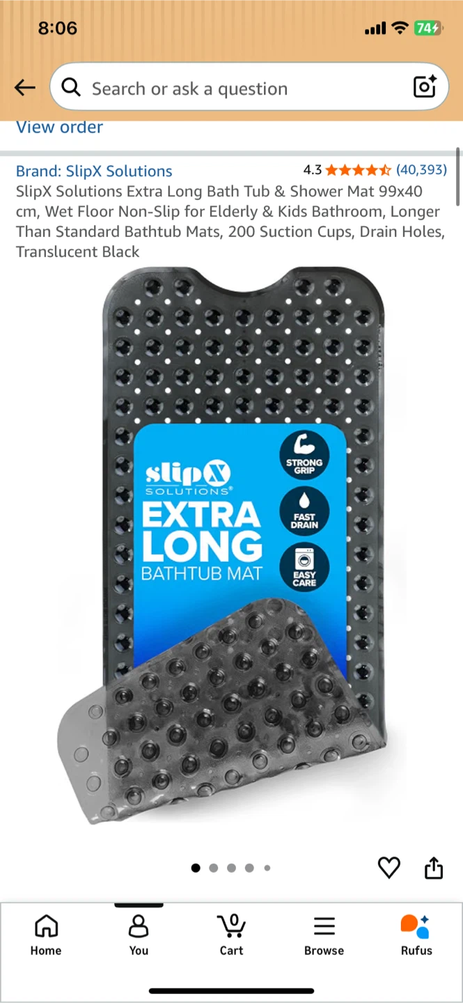 Extra long bath mat, black, 2 available