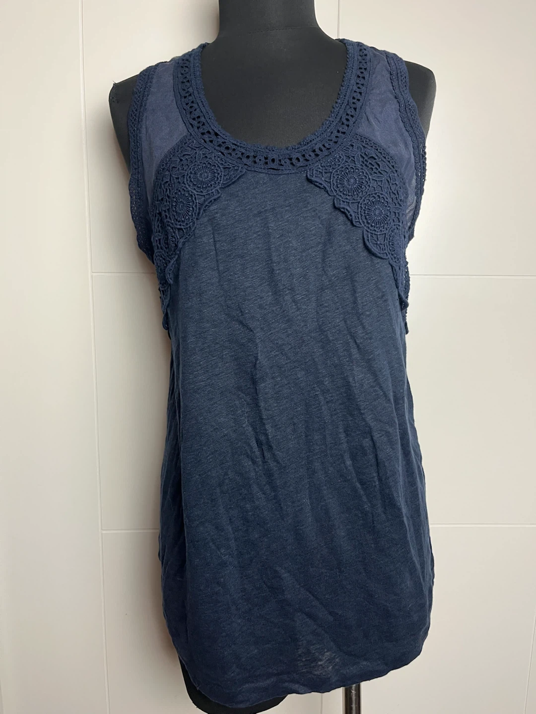J.Crew Navy Blue Lace Trim Tank Top