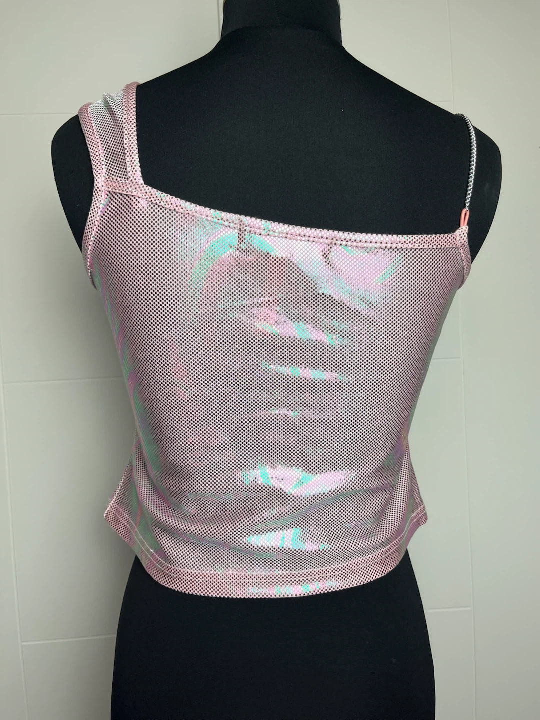 Pink Mesh Tank Top with Chain Strap - photo 2
