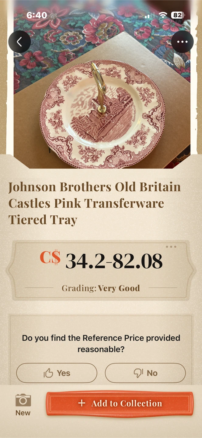 Johnson Bros Old Britain Castles Pink Transferware Tiered Tray - photo 3
