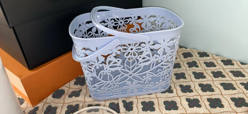Light Blue Floral Storage Basket