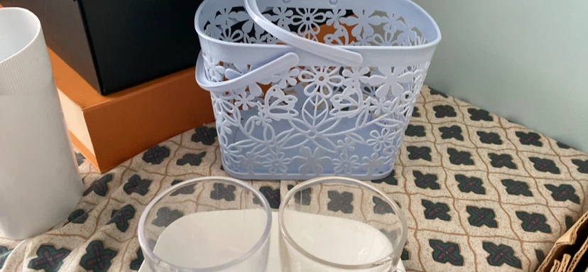 Light Blue Floral Storage Basket - photo 2