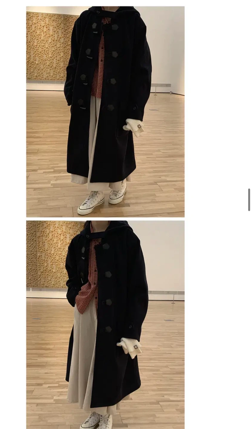 Black Hooded Duffle Coat - photo 2