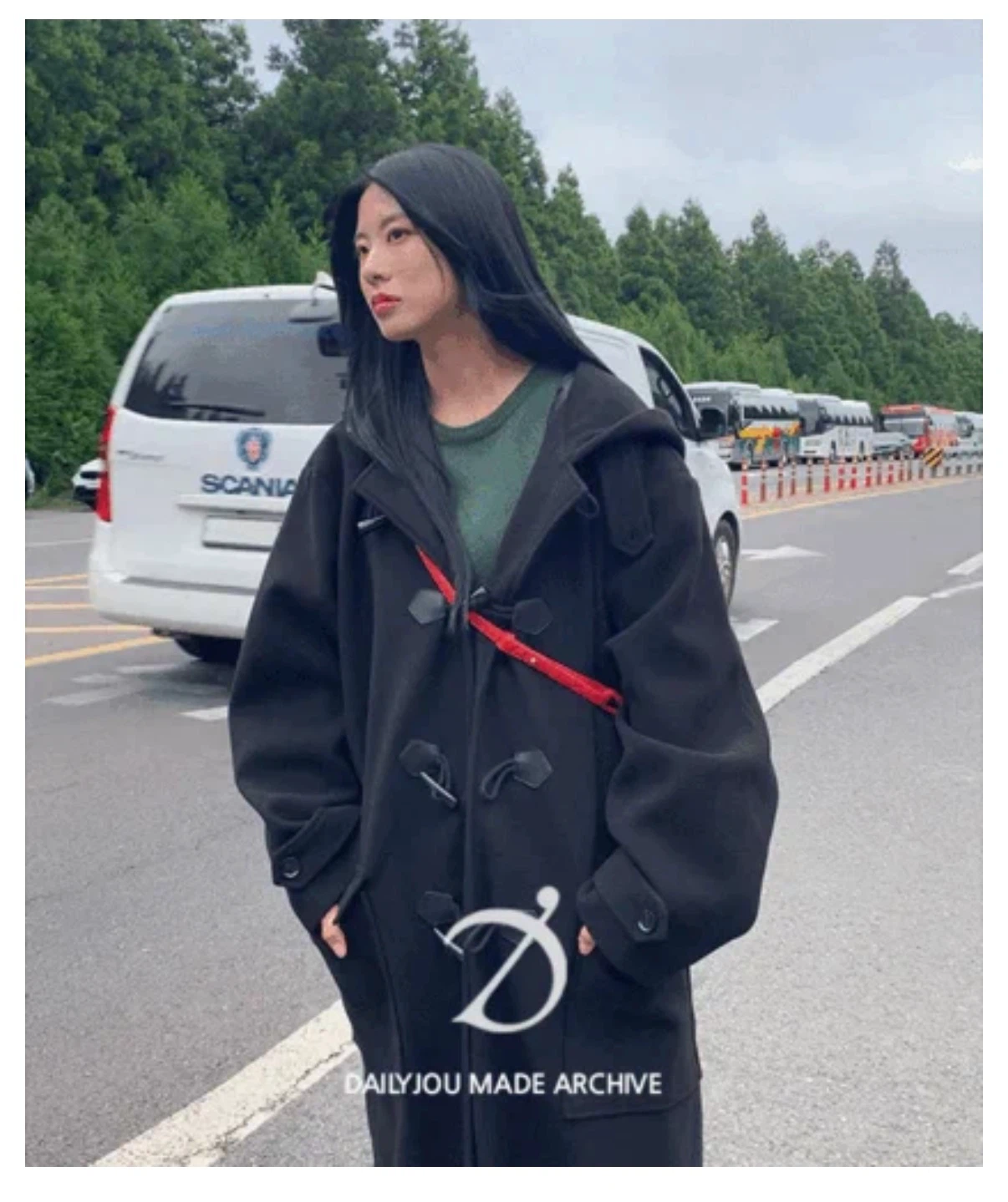 Black Hooded Duffle Coat - photo 5