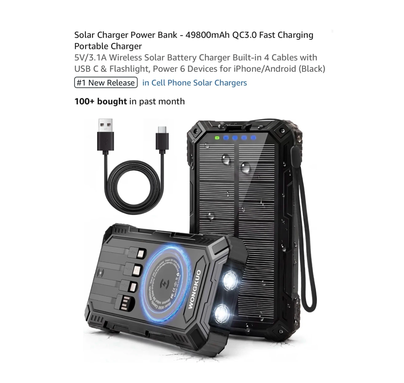 Brand new Solar Charger Power Bank - 49800mAh