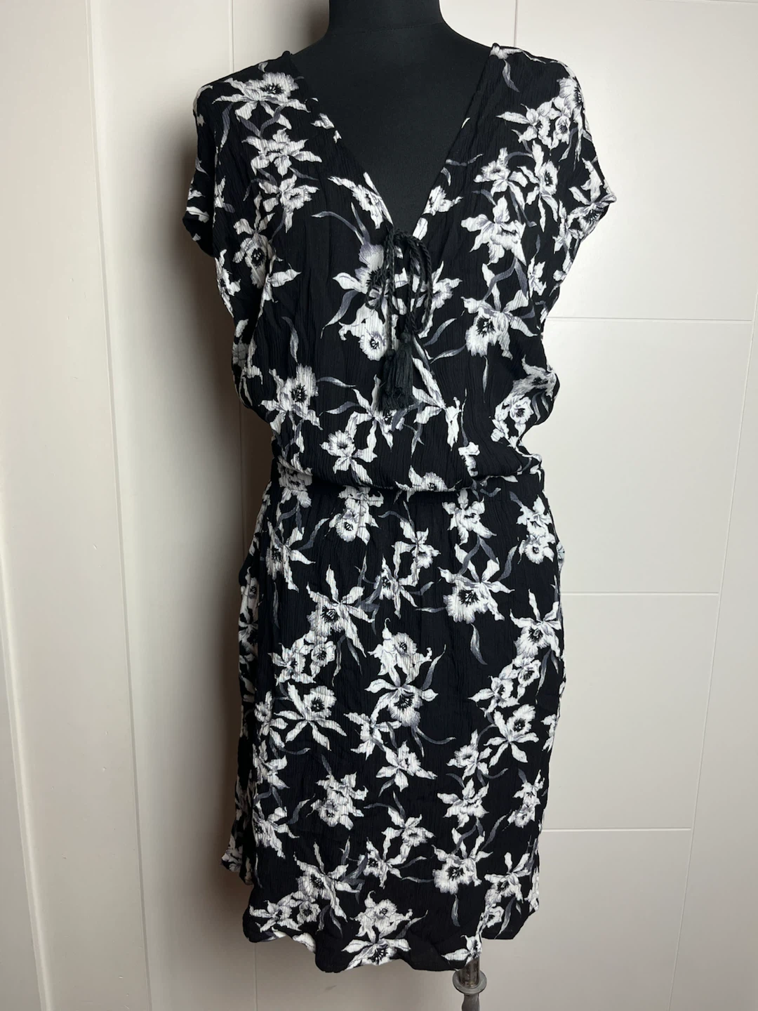 Black Tape Floral Dress - Size M
