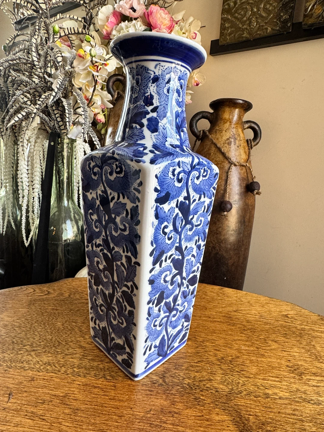 Blue and White Floral Vase