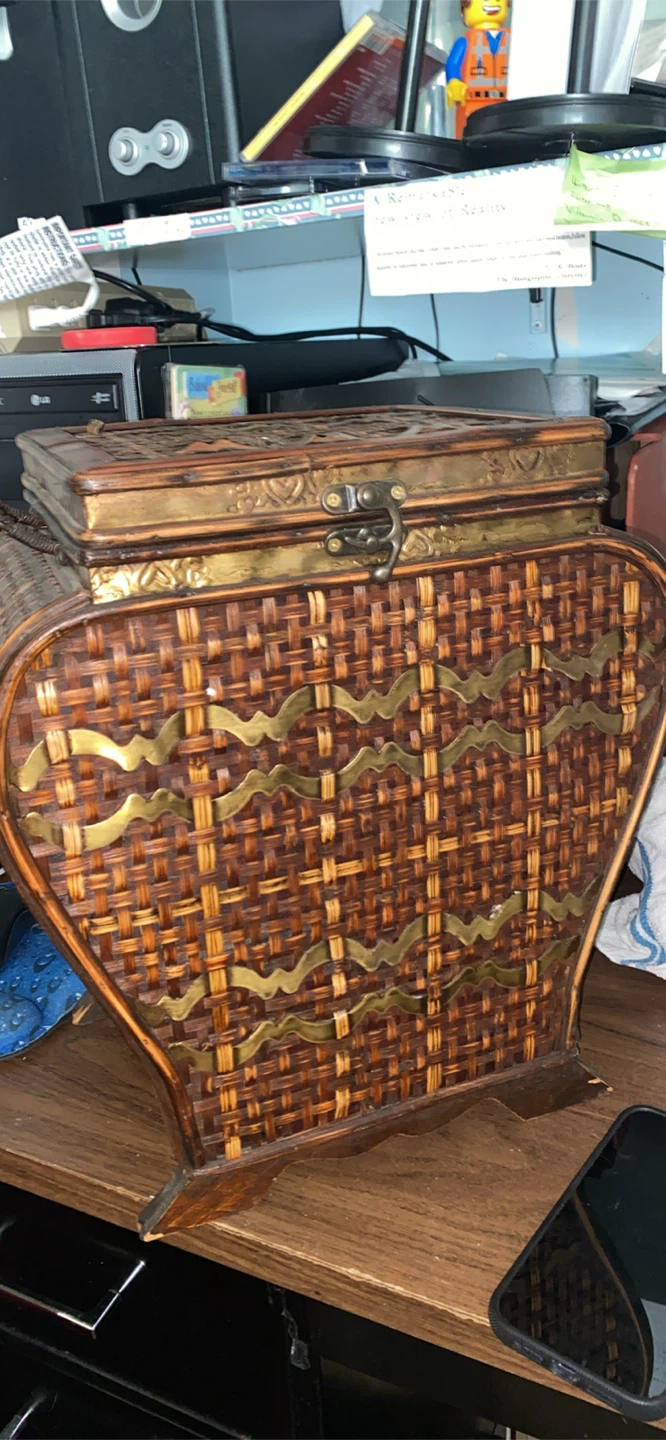 Decorative Woven Storage Box with Metal Accents - photo 2