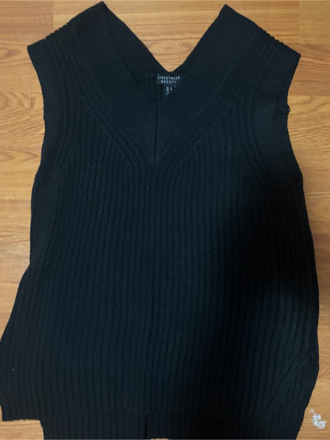 Black Long V-Neck Sweater Vest